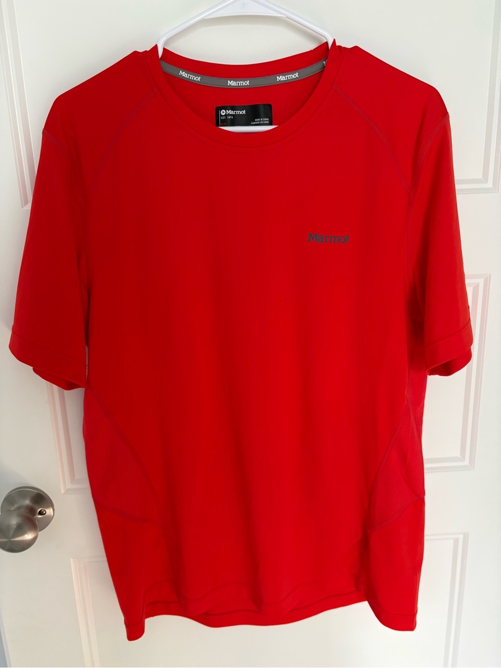 Men’s Marmot Red Performance Short Sleeve Tee